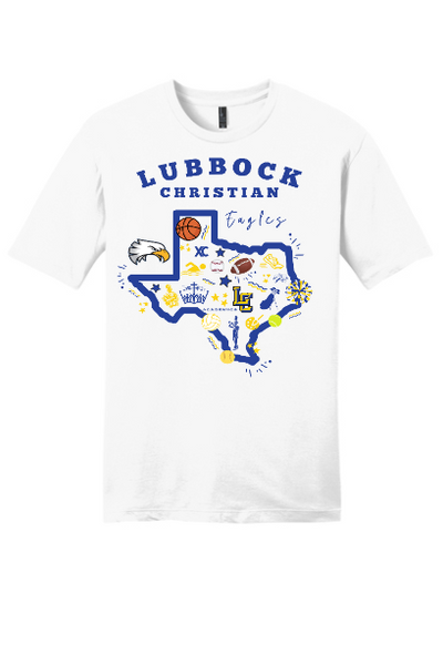 Lubbock Christian School Spirit White District Brand Tee