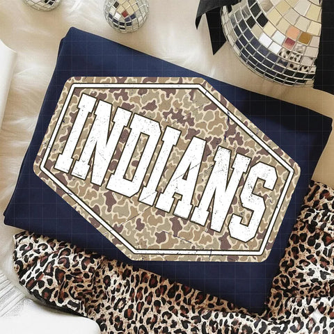 Indians Camou on black or white tee